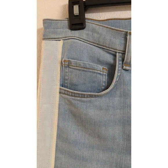 NEW~VERONICA BEARD Carly Kick Flare High Waisted Tuxedo Stripe Cropped Jeans 29 - Picture 9 of 16